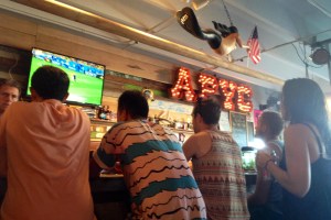 A few chilled out bros take in the meaningless third-place playoff at APYC in Asbury Park