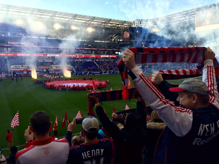 Red Bulls supporters before a playoff match